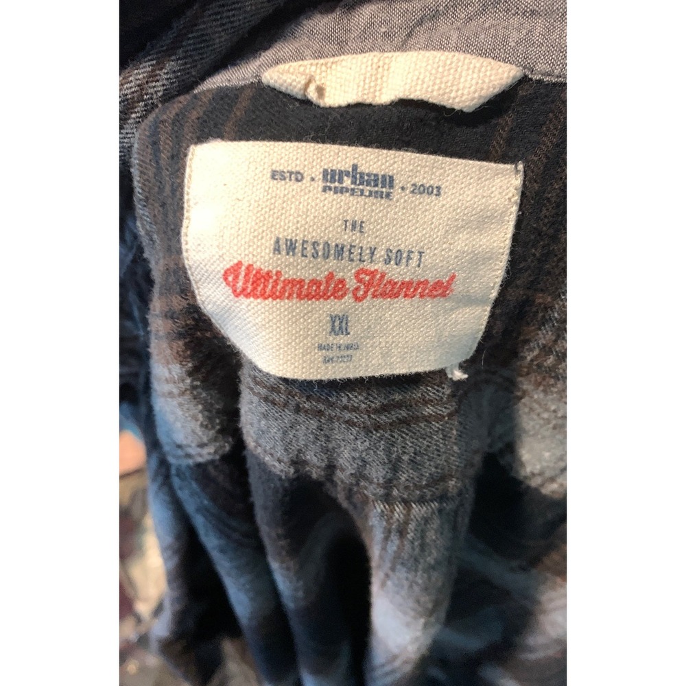 Men's 2 XL black gray flannel - Picture 2 of 2